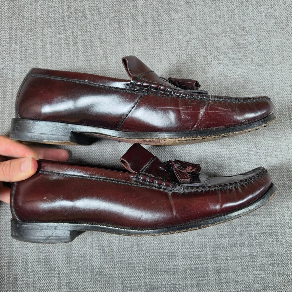 Cole Haan Tassel Loafers Mens 9 Burgundy Kiltie Leather Dress Shoes C11623